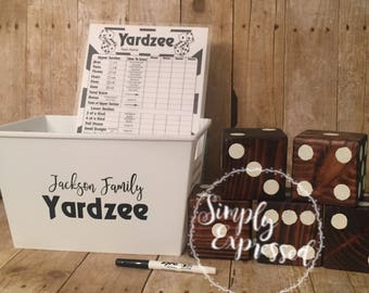 Yardzee, yard dice game, personalized game, family games