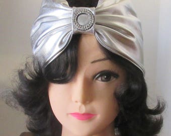 Metallic Silver Headband with Rhinestone Decor