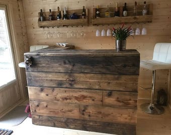 Reclaimed Industrial Chic Custom Made L Shape Corner Front Counter - Bar Cafe Restaurant Steel Solid Wood Metal Hand Made in Sheffield 553