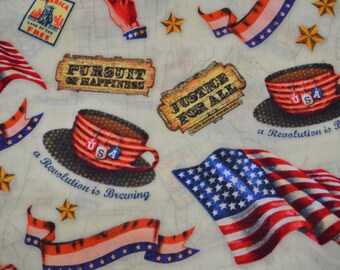 Patriotic Fabric, Americana Fabric, Election Fabric, Flag Fabric, Pursuit of Happiness Fabric, Stars Stripes Fabric, USA Fabric