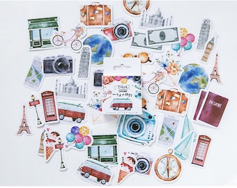 45PCS, Travel Seal Stickers, Travel the World Sticker, Baking Seal, Gift Wrapping, Scrapbooking, Diary Deco