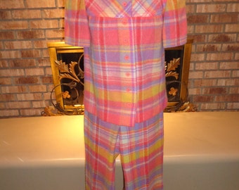 Vintage 60s Bobbie Brooks Wool Plaid Pantsuit RARE!