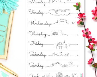 Daily Log Headers • Bullet Journal Stickers • fit your Leuchtturm and Moleskine 5" x 7"