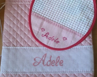 Complete bag first baby change and bib-baby cross Stitch