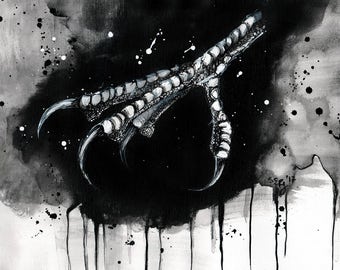 8x12in 20x30cm watercolor painting on canvas A4 - talons 1