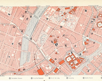 1963 Copenhagen Denmark Vintage Map