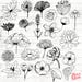 Flowers Clipart - 23 Hand Drawn Floral Cliparts - Realistic Floral Logo Art - Flower Logo Elements - Flower vector - ACGABW15