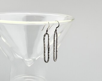 Minimal Earrings Silver Hoop Earrings Silver Earrings Hammered Earrings Earrings for Women Oval Hoop Earrings