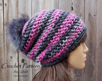 Crochet Hat - Slouchy Hat, Crochet Pattern PDF,Easy, Pattern No. 88