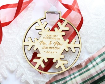 Our First Christmas As Mr and Mrs Ornament, Our First Christmas As Mr and Mrs, Personalized Couples Ornament, Our First Christmas Married