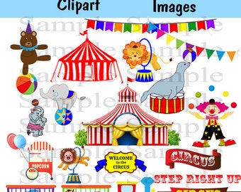 Circus Carnival Digital clipart INSTANT DOWNLOAD Animal Circus clip art Circus Train Clipart For Personal and Commercial Use