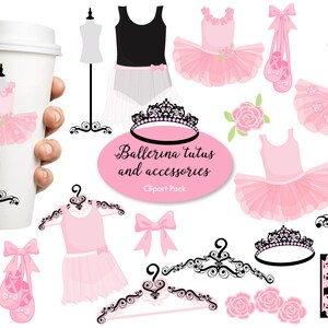 Ballerina clipart, Ballet clipart, ballerina tutus, Pink Ballet Costumes, for invites and scrapbooking, commercial use, AMB-1308