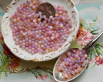 20 Vintage Harlequin stones, 3mm harlequin, Glass Fire Opal stones, pink opal Stones, Shabby chic, Cottage chic stones, Pink Stones, #B157