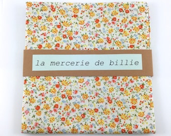 Cut of fabric 50 x 50 cm cotton flowers, yellow, pink, orange