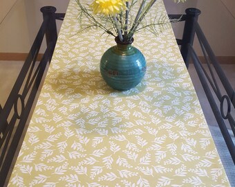 Lime Green Table Runner, Lime Green Print Table Runner, White and Green Print Table Runner