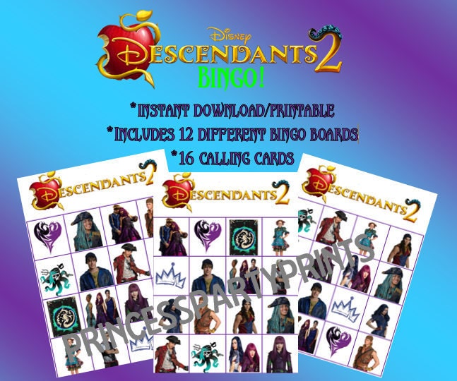 Descendants 2 Bingo-Instant Download-Printables-Uma Mal Evie