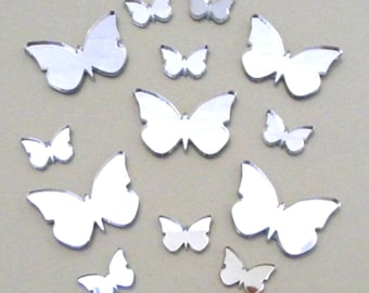 Butterfly Big Wings Mirrors Pack of 13, Five 6cm x 3cm & Eight 4cm x 2cm