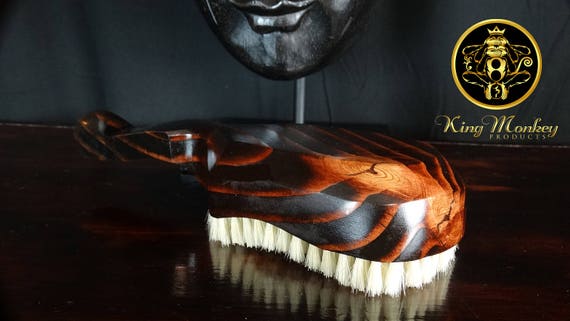KING SCORPION 360 Wave Brush Model# KSL360CR Custom 360 Wave Brush - Champagne-Red - 10 Row Curved Wood Hair Brush Custom Made to Order