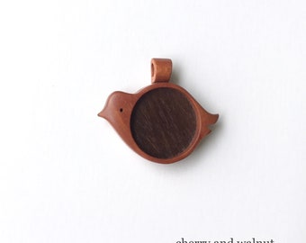 Bird pendant tray fine finished hardwood - Cherry and Walnut - 1" - 25.5 mm cavity - (X12-CW)