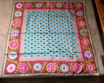 Silk scarf, pastel floral.