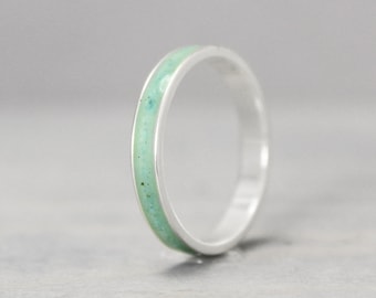 Turquoise Ring, Sterling Silver Ring, Thin Silver Ring, Inlay Ring, Turquoise Jewelry, Silver Band, Metaphysical Ring, Meditation Jewelry