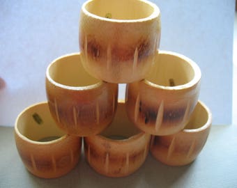 Napkin Rings Set of 6 Napkin Rings Wood Bamboo Made in Taiwan