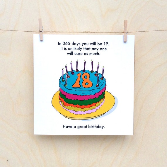 Items similar to Funny 18th birthday card, funny 18, rude 18th, 18th ...