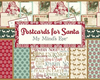 Postcards for Santa by Riley Blake Designs 5" Stackers Charm Pack 100% Designer Cotton by My Mind's Eye 5-4750-21