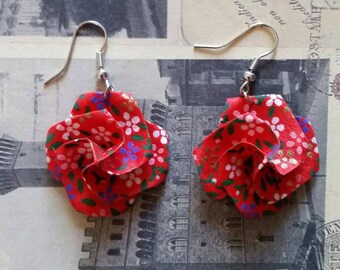 Red Origami Paper Earrings