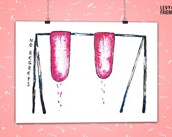 Brüste Schaukel Zitat »Lust behalten«, Illustration Acryl Malerei