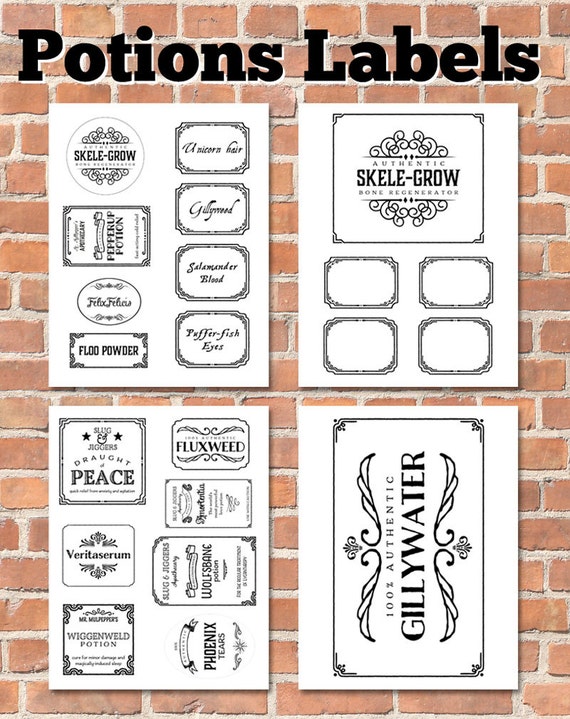 Printable Potions Labels INSTANT DOWNLOAD