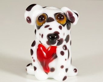 Dalmatian with Heart Lampwork Dog Bead
