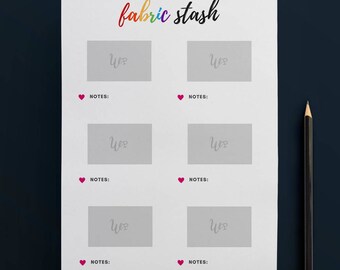 Printable Fabric Stash Organiser in RAINBOW (6 to Page) // Fabric Planner //Printable Planner // A4 Size //Paper // Instant Download