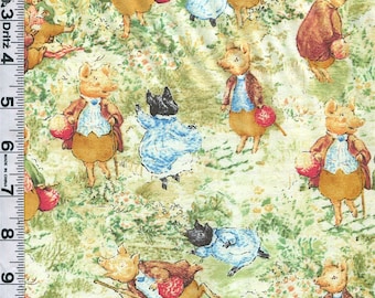 Fabric Quilting Treasures The Tale of Pigling Bland Beatrix Potter Characters SCENES Rare By the Yard