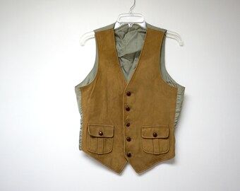 suede front . men's vest . medium