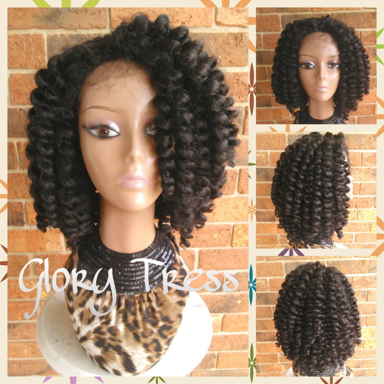 ON SALE Bantu Knot Out Crochet Braided Lace Front Wig