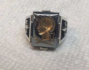 Sterling Silver 925. Intaglio Roman Soldier Flour the Lee Mans Ring Available Size 6 up to 14