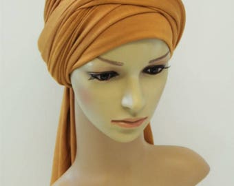 Volume turban hat, elegant head wear, full head covering, stylish turban snood, bad hair day scarf, stretchy head scarf, self tie headscarf