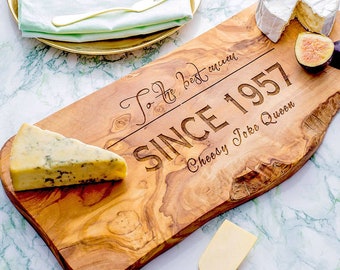 Personalized Rustic Olive Wood Chopping/Cutting/Cheese Board - available in five sizes