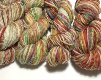 Hand dyed | Handspun yarn | Single ply Heavy Worsted Weight | 4oz. | 180 yards | Colorway: Hole