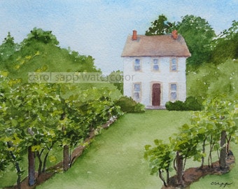 Winery Chadd's Ford-print of original watercolor painting-landscape watercolor-carol sapp-winery painting-winery watercolor-winery art