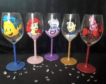 Little mermaid wine glass