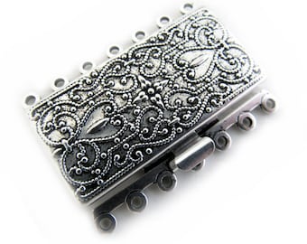 Antique Silver Scroll Clasp - 7 Strand