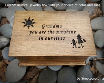 Grandma, musical jewelry box, music box for Grandma, music box, jewelry box, wooden music box, you are my sunshine, Simplycoolgifts