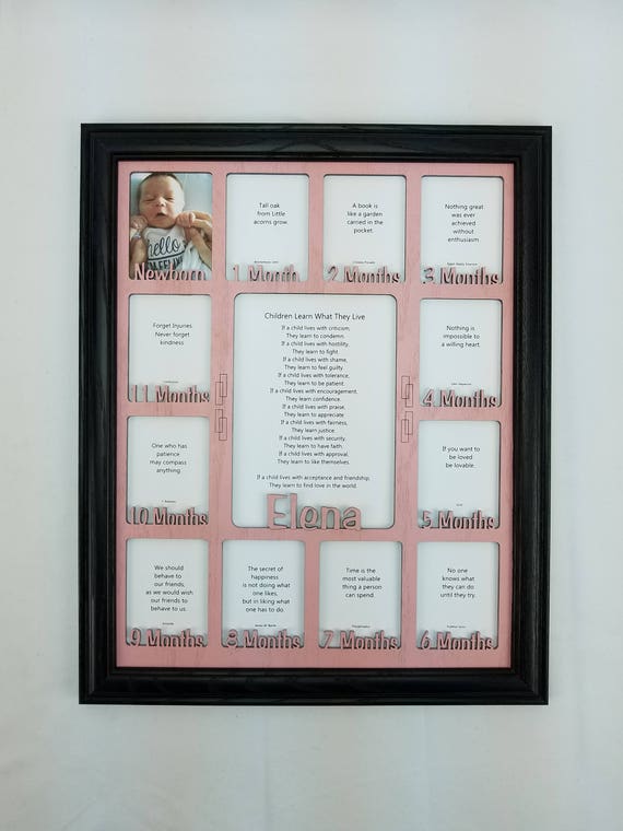 baby first year frame 12 month frame personalized with any 12 month baby picture frame template
