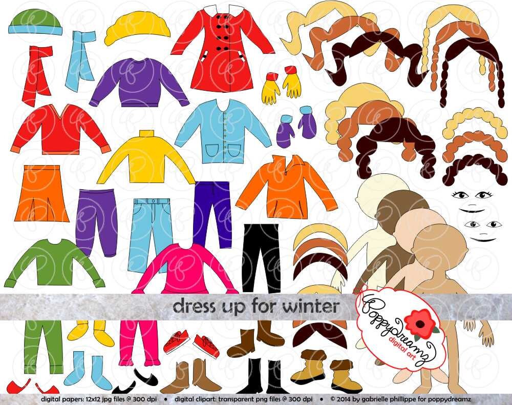Dress Up For Winter Clothing And Paper Doll Clipart Set Dress Up For Winter Clothing And Paper Doll Clipart Set