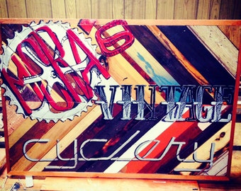 Mora's Vintage Cyclery - Custom Shop Sign