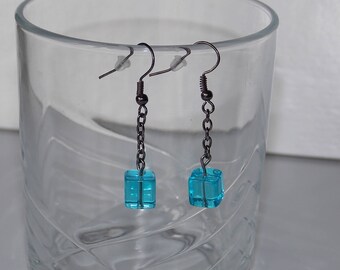 Pearl dangle earrings turquoise blue