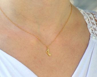 music note necklace, music necklace, music jewelry, music note, music note charm, music note pendant, gold music note, piano necklace, music