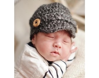 Crochet Baby Newsboy Cap, Newborn Newsboy Hat, Baby Boy Hat, Choose Any Color, Newborn Photography Prop